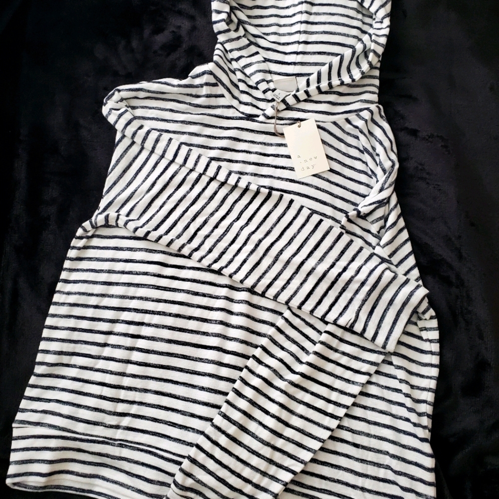 Navy & White Stripped Hoodie